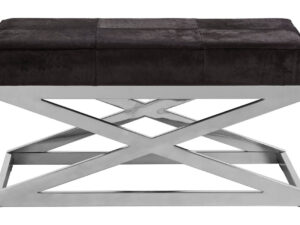 Kensington Townhouse Hair On Leather Cross Base Bench