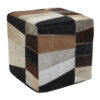 Buffalo Brown and Cream Hair on Leather Patchwork Pouffe