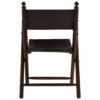 Inca Black Leather and Teak Wood Folding Chair