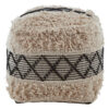 Cefena Black and White Shaggy Pouffe