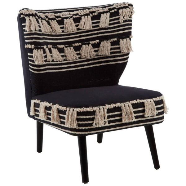 Cefena Black and White Textured Moroccan Design Chair