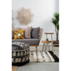 Cefena Black and White Shaggy Pouffe
