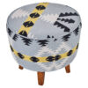 Cefena Kilim Style Round Footstool With Mango Wood Legs