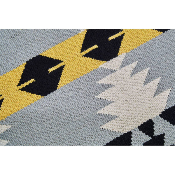 Cefena Kilim Style Round Footstool With Mango Wood Legs