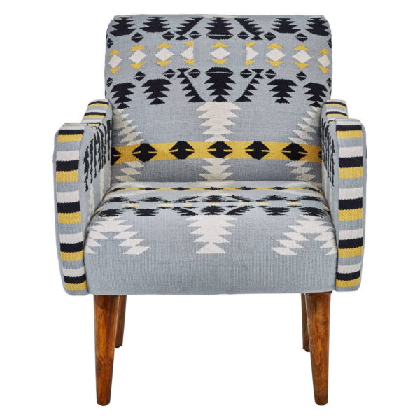 Cefena Kilim Style Armchair with Mango Wood Legs