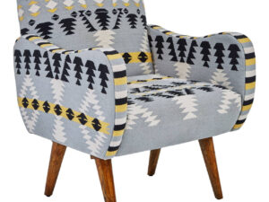 Cefena Kilim Style Armchair with Mango Wood Legs