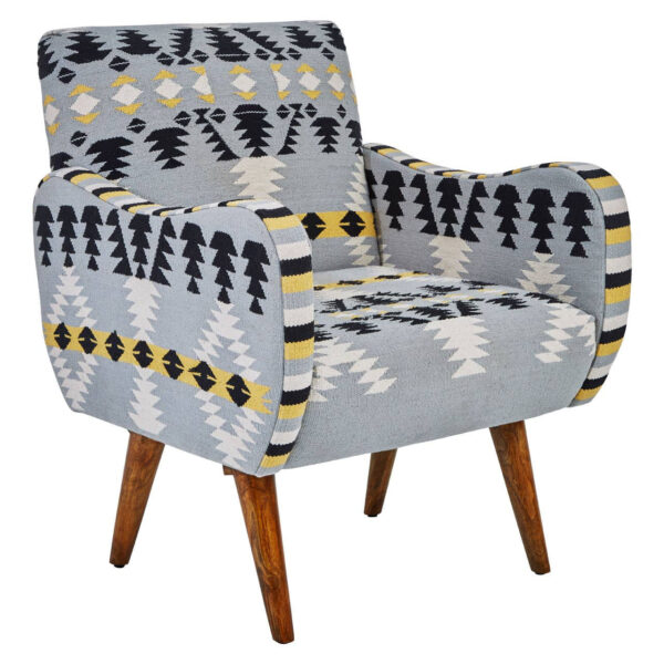 Cefena Kilim Style Armchair with Mango Wood Legs