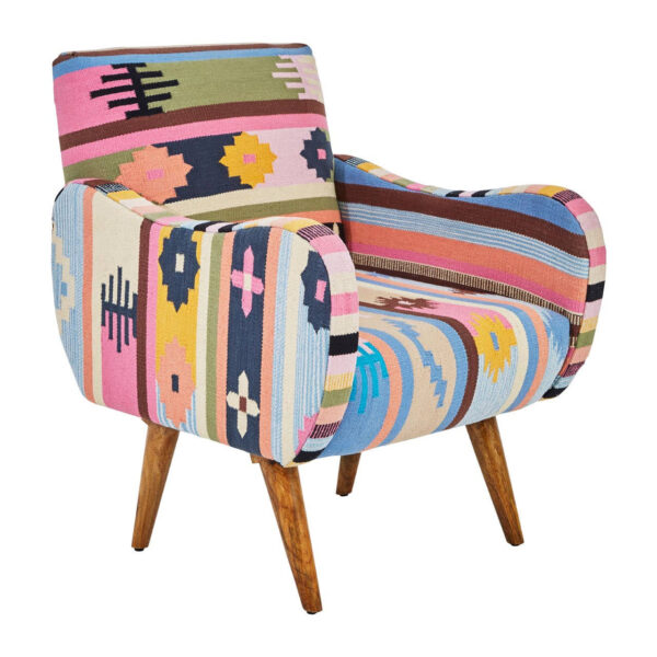 5527805__10333.1767257518.jpg Cefena Multi Colour Kilim Style Fabric Chair With Mango Wood Legs