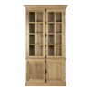 Lyon Oak Wood Tall Cabinet in Washed Grey Finish