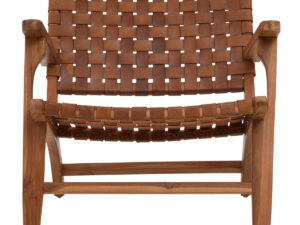 Inca Lattice Design Brown Leather Armchair