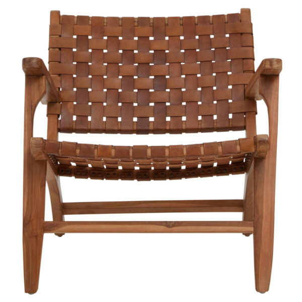 Inca Lattice Design Brown Leather Armchair