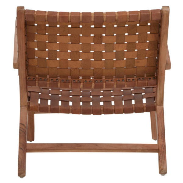 Inca Lattice Design Brown Leather Armchair