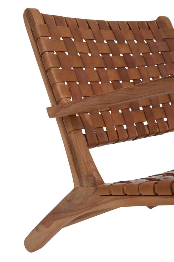 Inca Lattice Design Brown Leather Armchair