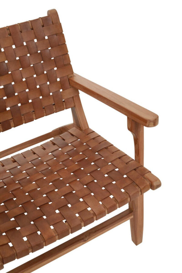 Inca Lattice Design Brown Leather Armchair