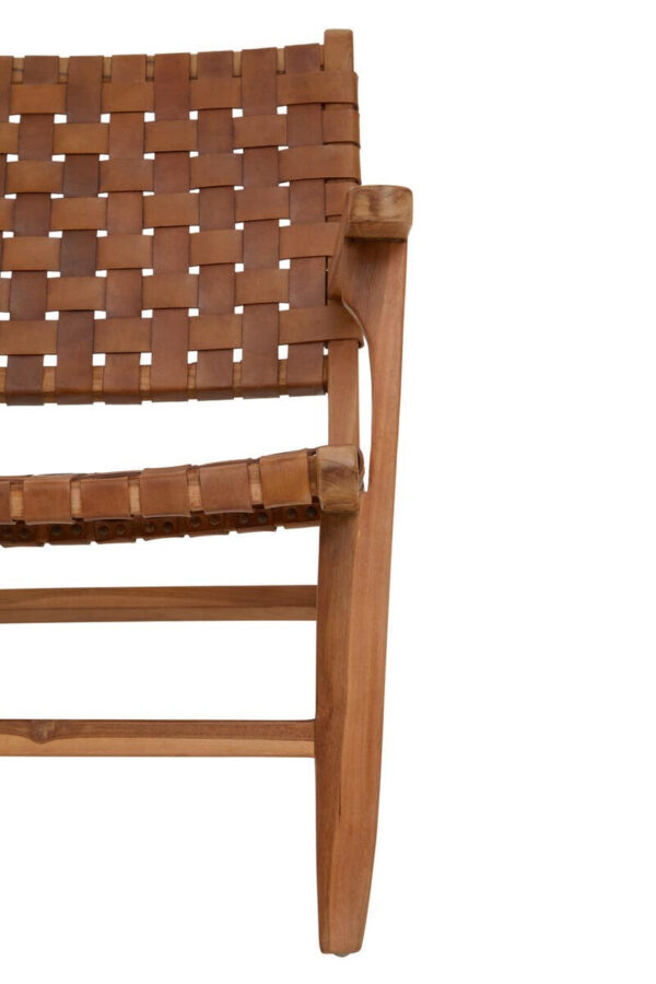 Inca Lattice Design Brown Leather Armchair
