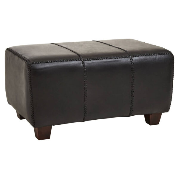 Inca Black Leather Bench with Teak Wood Legs