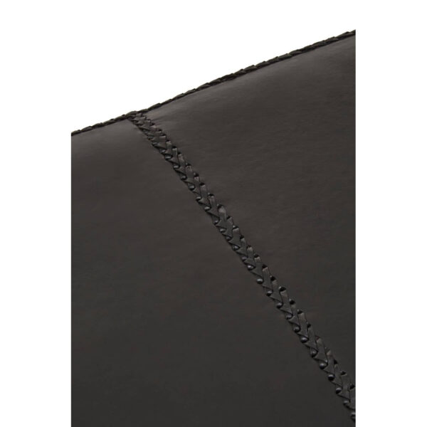 Inca Black Leather Bench with Teak Wood Legs