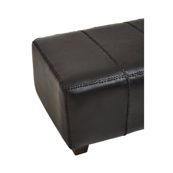 Inca Black Leather Bench with Teak Wood Legs