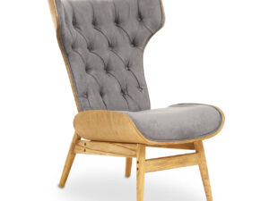 Vinsi Dark Grey Velvet Chair with Winged Back