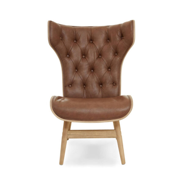 Vinsi Brown Leather Effect Chair With Winged Back