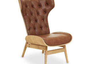 Vinsi Brown Leather Effect Chair With Winged Back