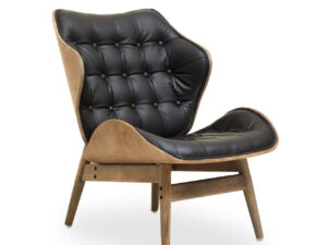 Vinsi Black Leather Effect Chair With Button Detail
