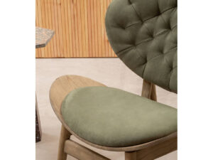Vinsi Green Velvet Chair with Grey Elm Wood Frame