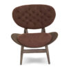 Vinsi Brown Velvet Chair with Dark Elm Wood Frame