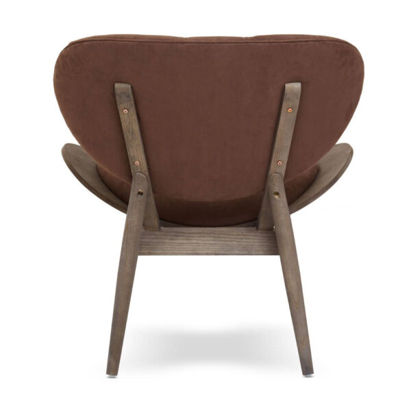 Vinsi Brown Velvet Chair with Dark Elm Wood Frame