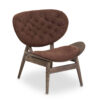 Vinsi Brown Velvet Chair with Dark Elm Wood Frame