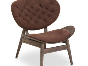 Vinsi Brown Velvet Chair with Dark Elm Wood Frame