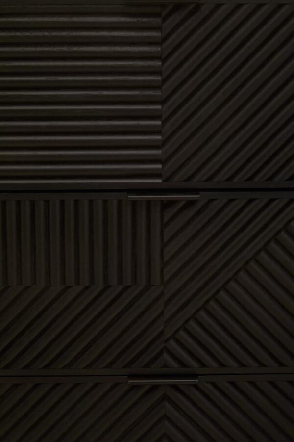 Jakara Black Finish Sideboard with 4 Doors and 3 Drawers