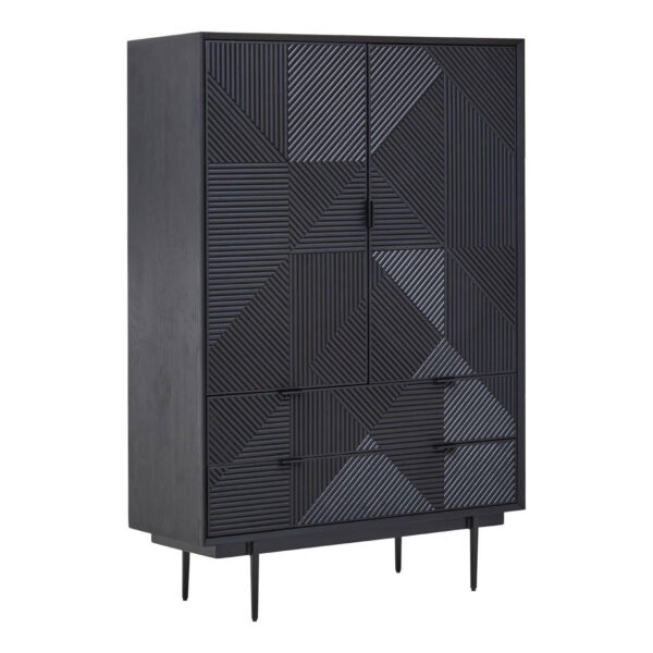 Jakara Black Finish Carved Cabinet