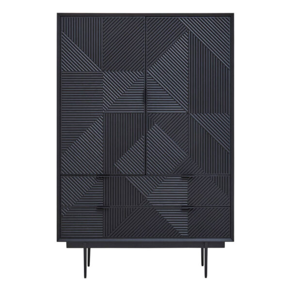Jakara Black Finish Carved Cabinet