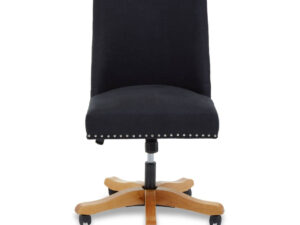 Washington Black Fabric Home Office Chair with Wooden Base