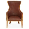 Kendari Brown Cow Leather and Teak Wood Frame Chair