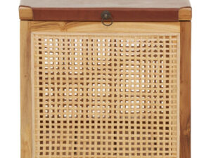 Kendari Rattan and Leather Storage Box Side Table