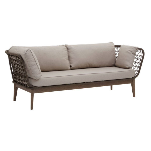 Opus Linen Fabric and Woven Rope 3 Seat Sofa
