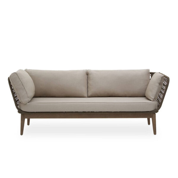 Opus Linen Fabric and Woven Rope 3 Seat Sofa