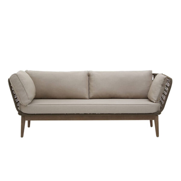 Opus Linen Fabric and Woven Rope 3 Seat Sofa
