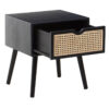 Cebu Black Side Table with Rattan Drawer