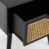 Cebu Black Side Table with Rattan Drawer