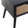 Cebu Black Side Table with Rattan Drawer