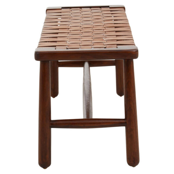 Inca Tan Leather Lattice Design Bench