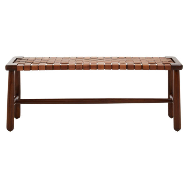 Inca Tan Leather Lattice Design Bench