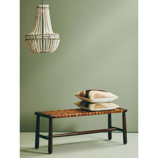 Inca Tan Leather Lattice Design Bench