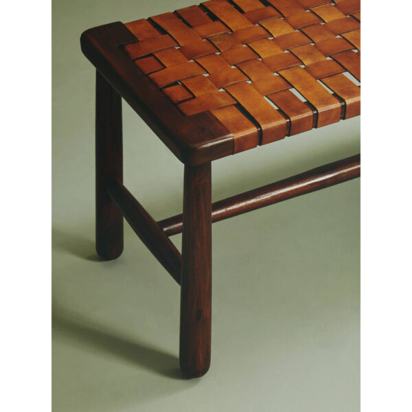 Inca Tan Leather Lattice Design Bench