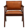 Inca Tan Leather and Teak Frame Dining Chair