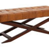 Inca Brown Leather Bench with Cedarwood Base