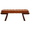 Inca Brown Leather Bench with Cedar Wood Angular Base